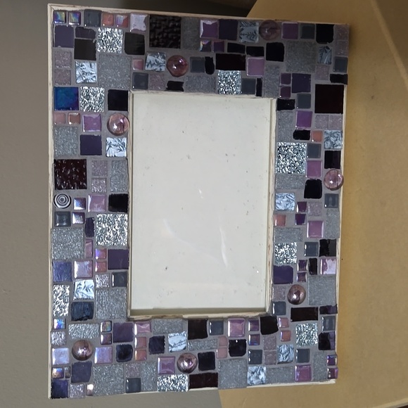 Mosaic Glass Photo Frame - Purple and Silver 4x6 or 6x4 Inches - Picture 4 of 5